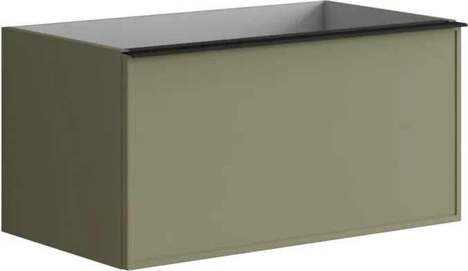 Mobile da bagno sospeso sotto lavabo L 80 x H 40 x P 45.5 cm verde salvia, 2 cassetti Pixel frame