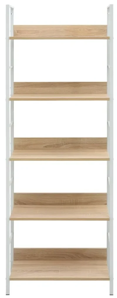 Scaffale libri 5 ripiani rovere 60x27,6x158,5 legno multistrato