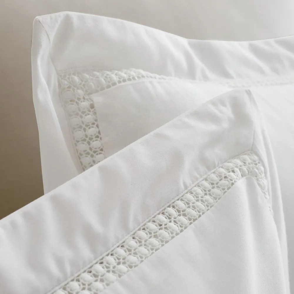 Set copripiumino e federa bianco in cotone per letto matrimoniale 200x200 cm Oxford Lace Trim – Bianca