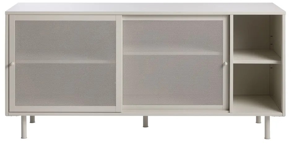 Cassettiera grigia in metallo con porte scorrevoli 160x75x47 cm Veep – Unique Furniture