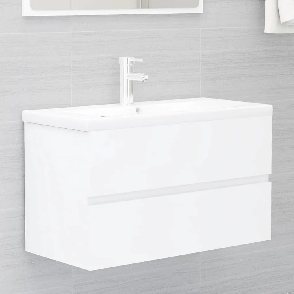 Mobile Lavabo Bianco 80x38,5x45 Cm İn Legno Multistrato /