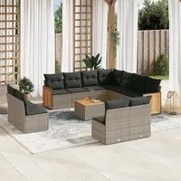 Set Divani da Giardino 12 pz con Cuscini Grigio in Polyrattancod mxl 89465