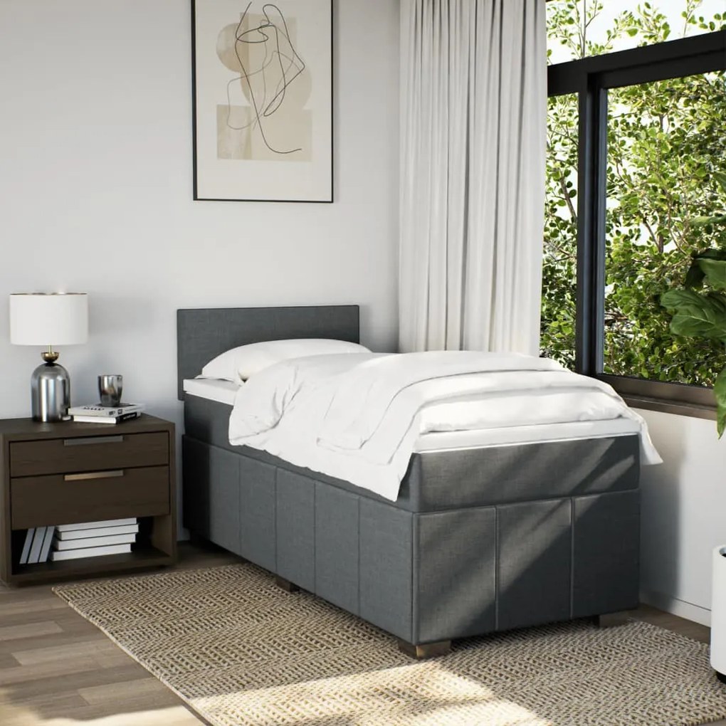 Giroletto a molle con materasso grigio scuro 80x200 cm tessuto