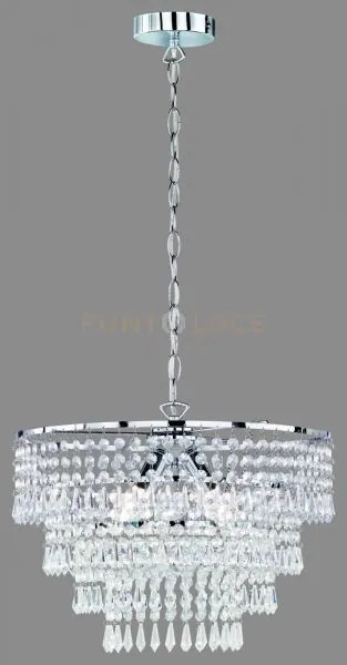 Orient sospensione tonda strass acrilico cromo d.42cm 3 luci attacc...