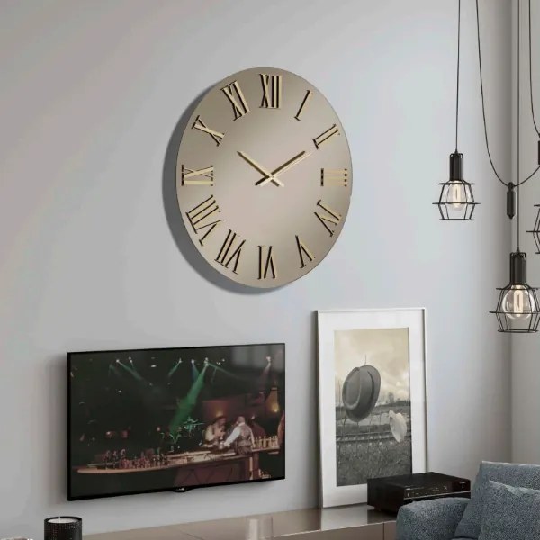 Orologio rotondo D80 cm in cristallo Bronzo e numeri Oro - TIWAR