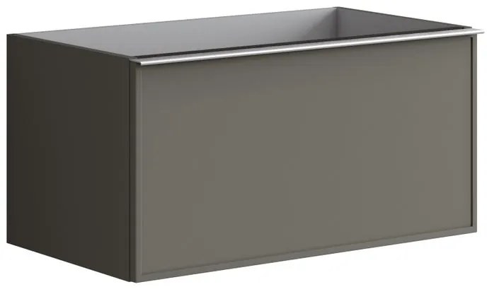 Mobile da bagno sotto lavabo Pixel frame grigio carbone e maniglia alluminio brillante laccato opaco L 80 x H 40 x P 45.5 cm 1 cassetto, lavabo non incluso