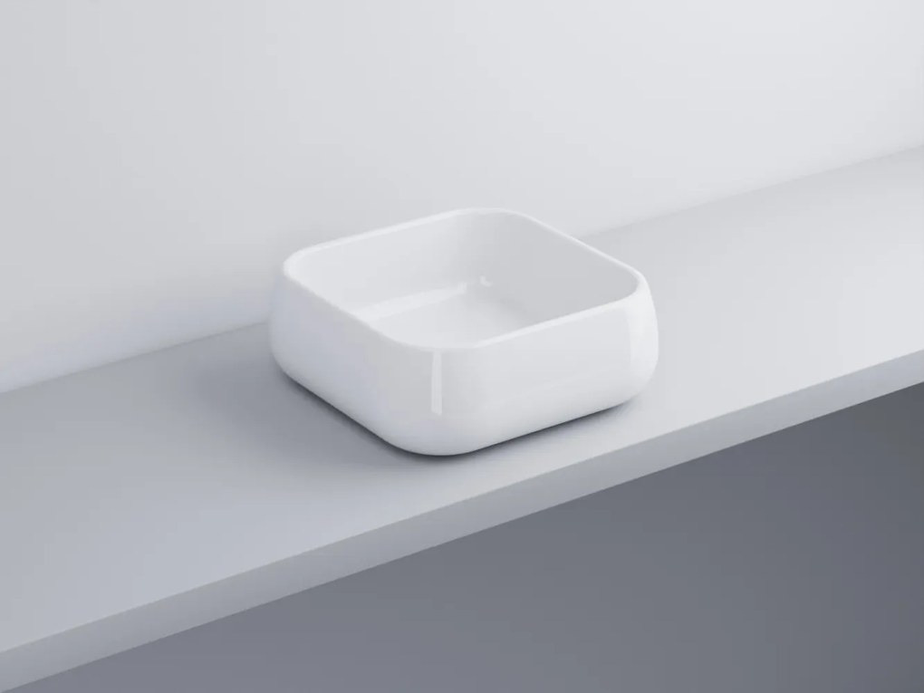 Cielo Shui lavabo 40x40 quadro da appoggio senza troppopieno in ceramica bianco lucido