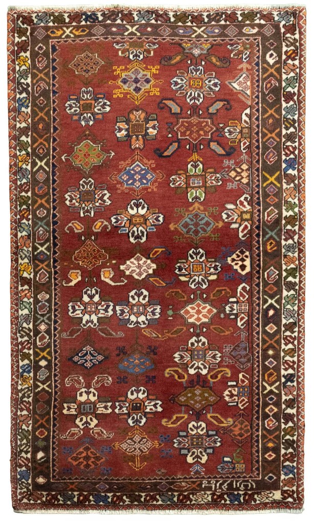 Shiraz Tappeto persiano 170x100 Rosso (Iran) Annodato A Mano