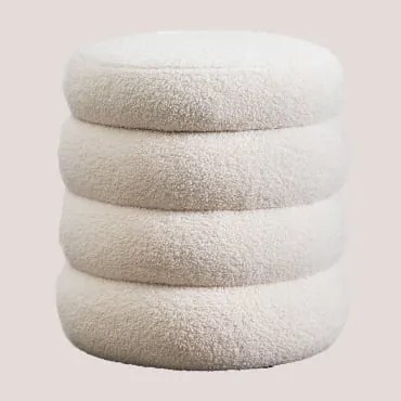 Puff Con Contenitore In Ciniglia Jutson Ciniglia Blanc - Sklum