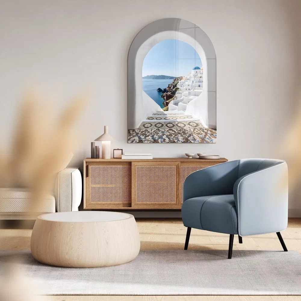 Dipinto su vetro 70x100 cm Oia – Styler