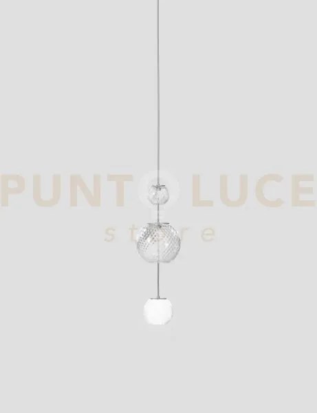 Oto sospensione peaa bianco rigadin nickel satinato 1 luce attacco g9