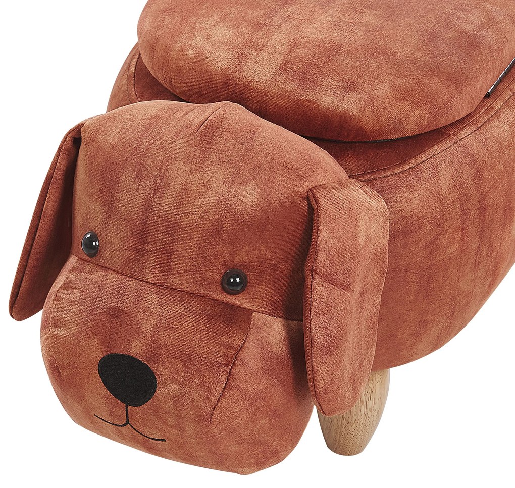 Pouf animaletto in velluto marrone DOGGY Beliani