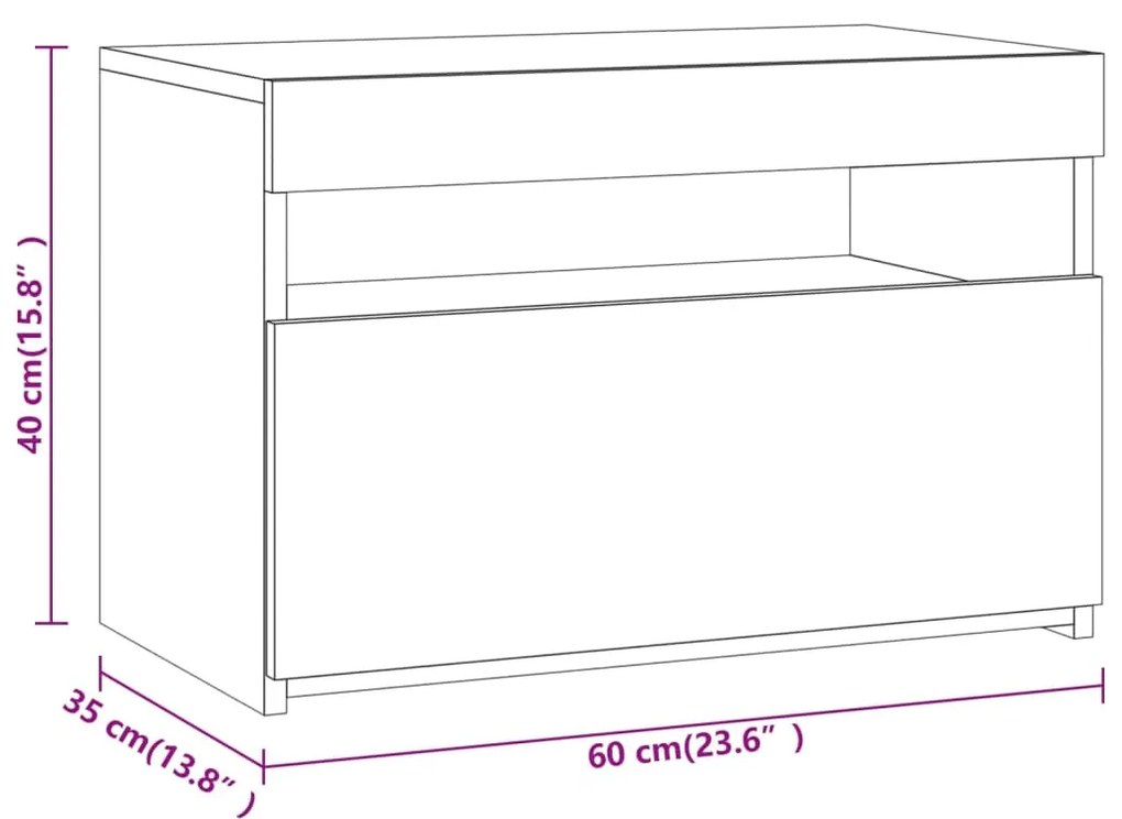 Mobili Porta TV con Luci LED 2 pz Rovere Fumo 60x35x40 cm