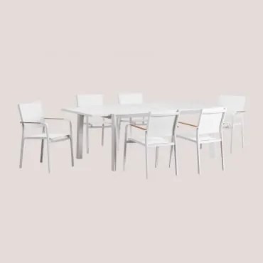 Set di Tavolo Rettangolare Allungabile in Alluminio (180-240x100 cm) - Sklum