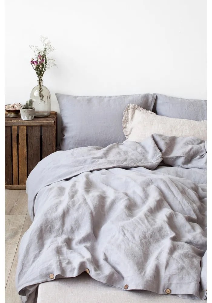 Federa di lino grigio chiaro , 70 x 90 cm Light Grey - Linen Tales