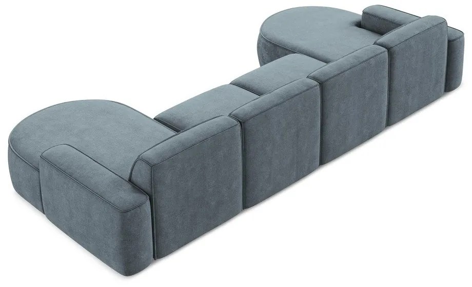 Divano angolare blu polveroso (a U) con rivestimento in ciniglia Omao – Makamii