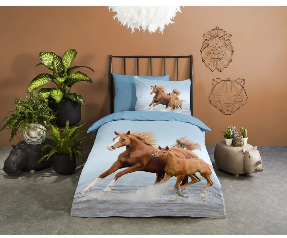 Set copripiumino e federa da bambini blu in cotone per letto singolo 140x200 cm Free – Good Morning