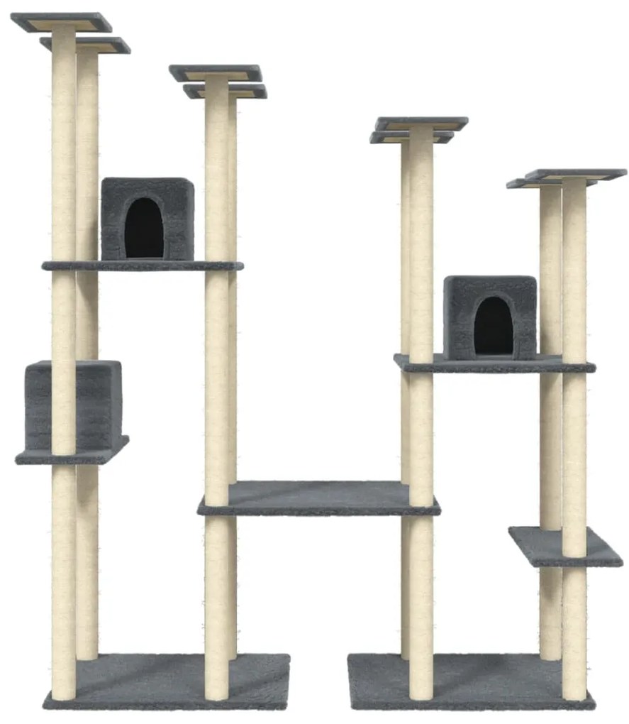Albero per gatti con tiragraffi in sisal grigio scuro 174 cm
