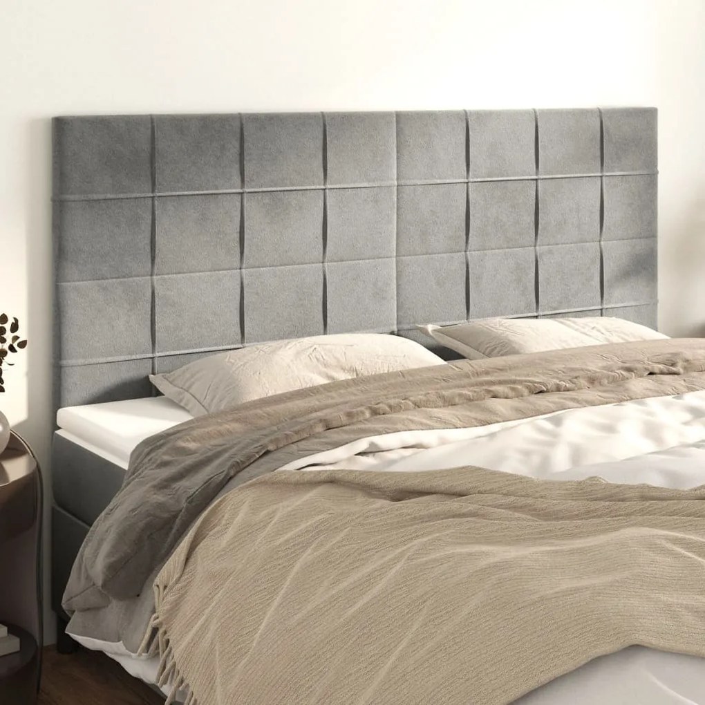 Testiera 4 Pz Grigio Chiaro 90x5x78/88 Cm İn Velluto /