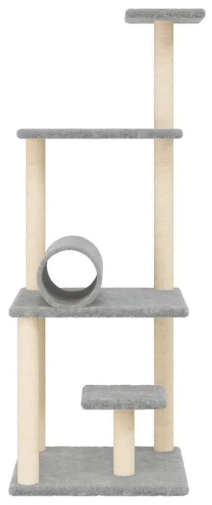 Albero per gatti con tiragraffi in sisal grigio chiaro 136 cm
