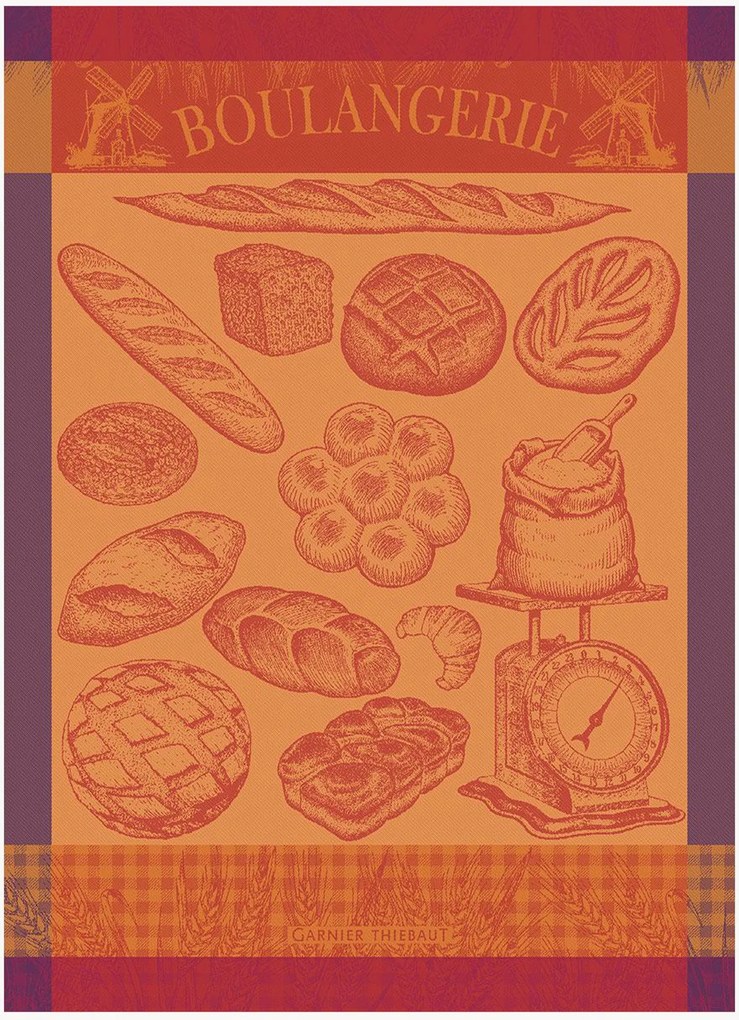 Set di 4 strofinacci jacquard Boulangerie Moulin Ambre