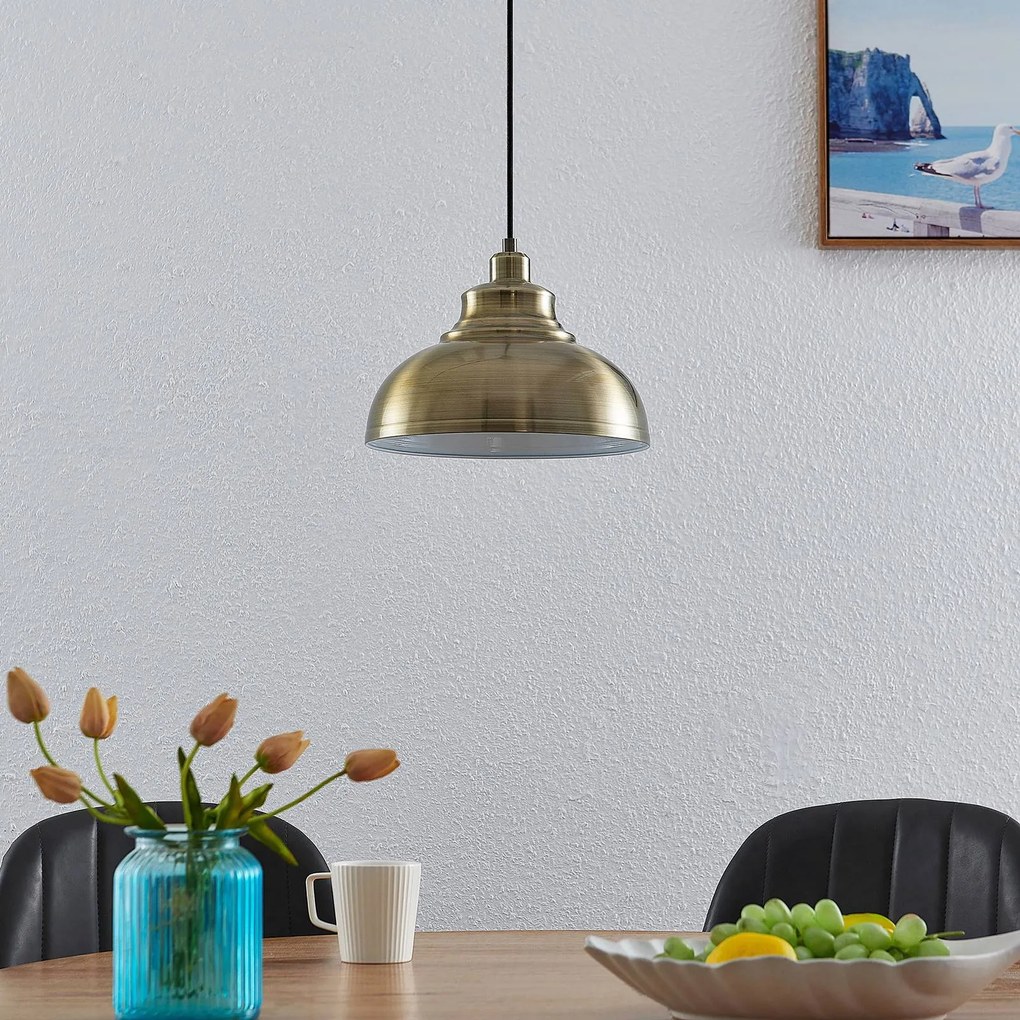 Lindby lampada a sospensione Emna, a 1 luce, ottone, metallo, Ø29cm