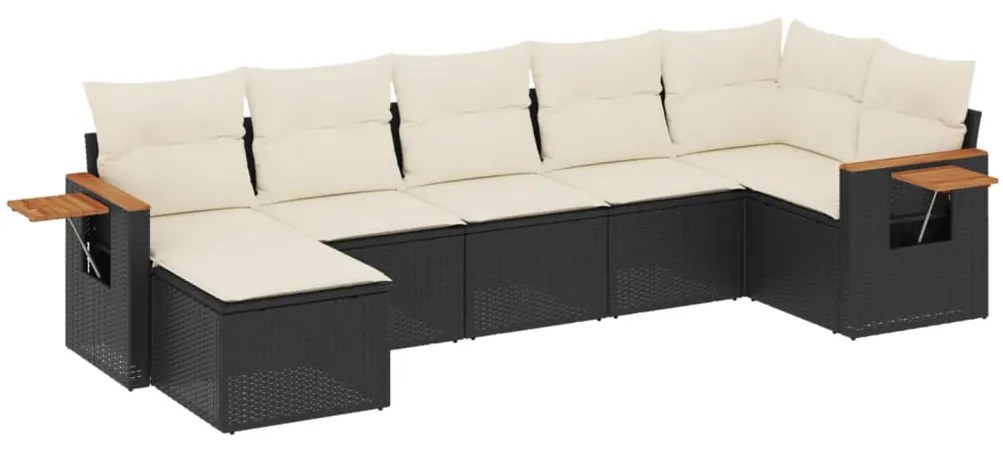 Set divani da giardino con cuscini 7pz nero polyrattan