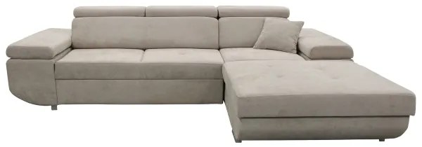 Divano letto angolare con contenitore a L CASTELO, lato destro, grigio