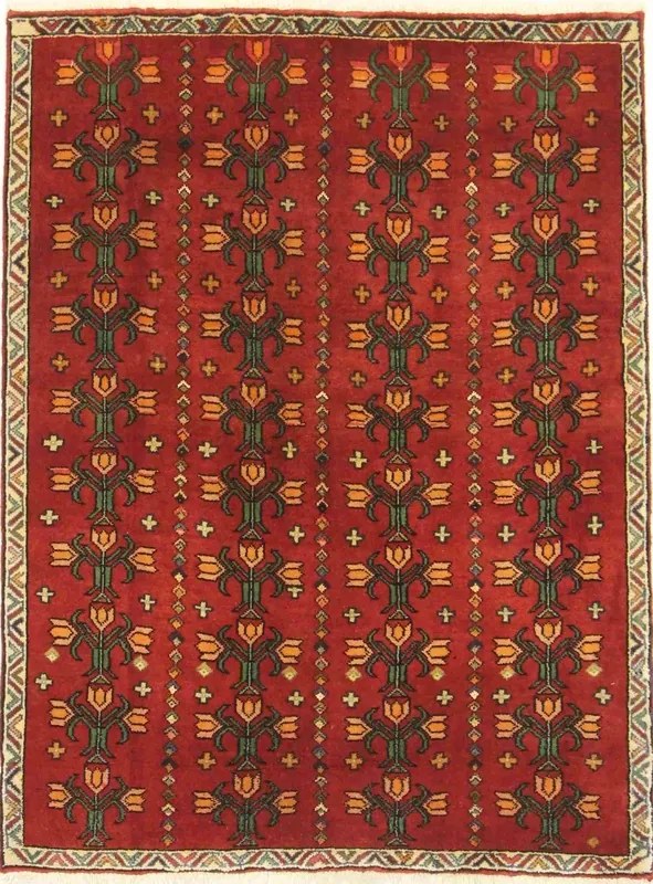 Gashghai Tappeto persiano 110 x 140 Rosso (Iran) Annodato A Mano
