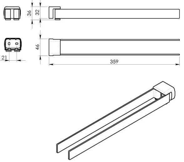 Gedy - Muro rotante asciugamano supporto PIRENEI 36 cm cromo lucido