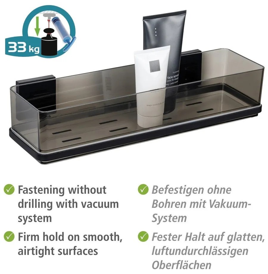 Mensola in plastica nera autoportante per il bagno Quadro - Wenko