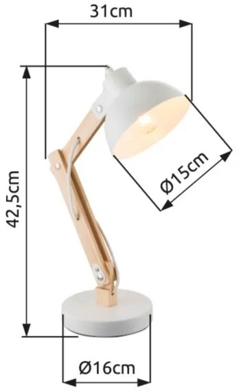 Brilagi - Lampada da tavolo FOCUS 1xE27/40W/230V bianca