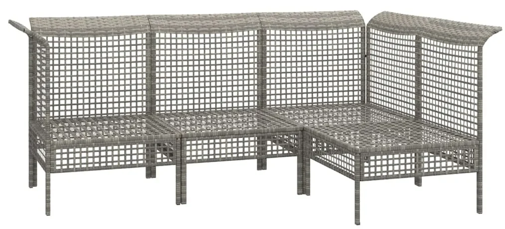 Set divani da giardino 4 pz con cuscini in polyrattan grigio
