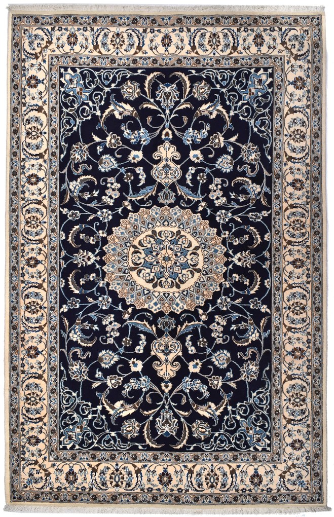 Nain Tappeto 300x200 Blu (Iran) Annodato A Mano
