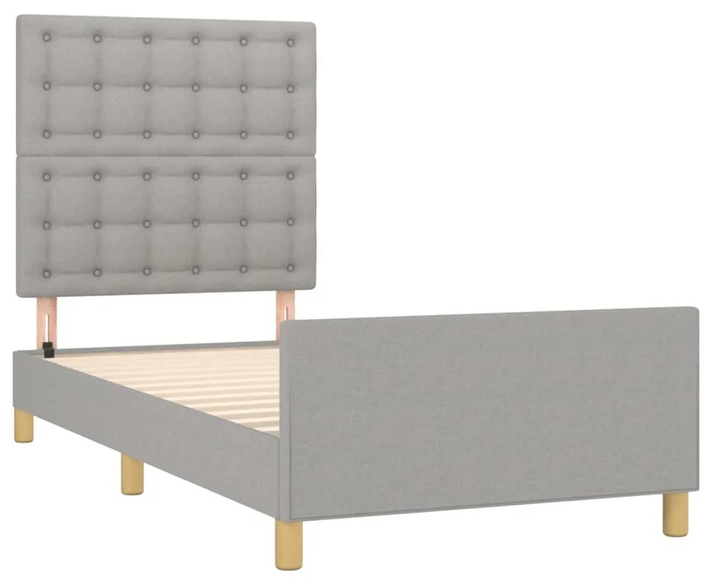 Giroletto con testiera grigio chiaro 80x200 cm in tessuto