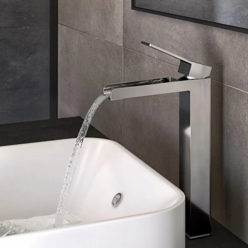 Rubinetto per lavabo Studio cromato lucido SENSEA H 31 cm