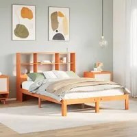 Letto Libreria senza Materasso Marrone Cera 135x190 cm in Pino 3322575