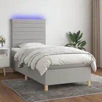 Letto a Molle Materasso e LED Grigio Chiaro 80x200 cm Tessuto 3135469