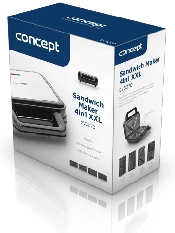 Concept SV3070 - Tostapane XXL 4in1 900W/230V nero/acciaio inox