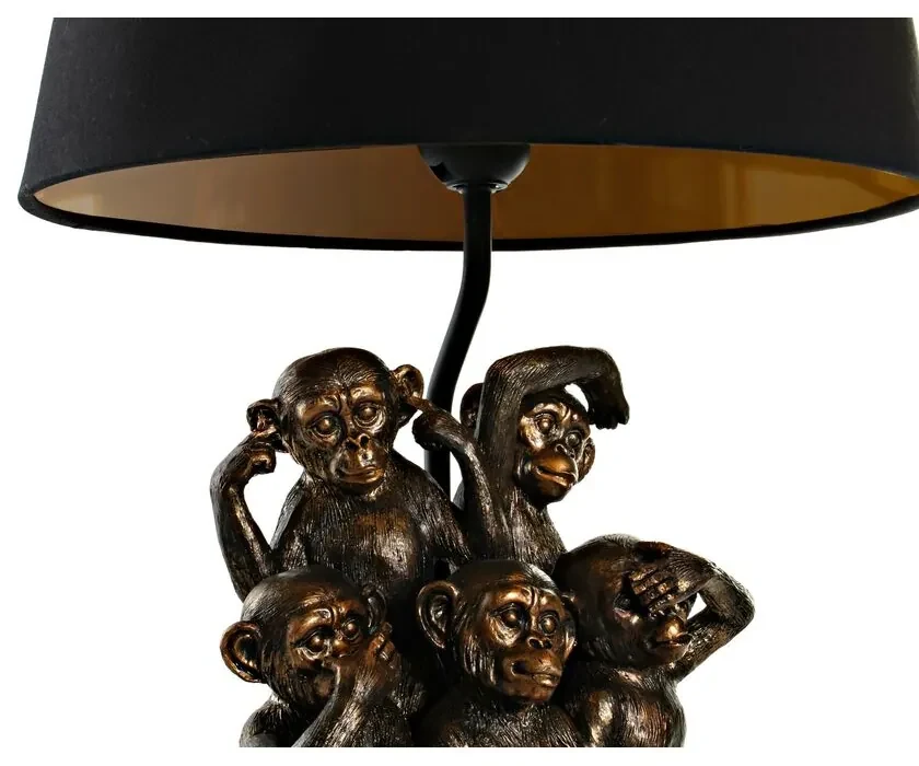 Lampada da tavolo DKD Home Decor Nero Dorato Poliestere Resina Scimmia (31  x 31 x 48 cm)