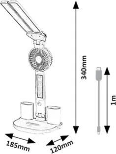 Rabalux 74030 - Lampada da tavolo LED dimmerabile con ventola NOVILO LED/7W/5V