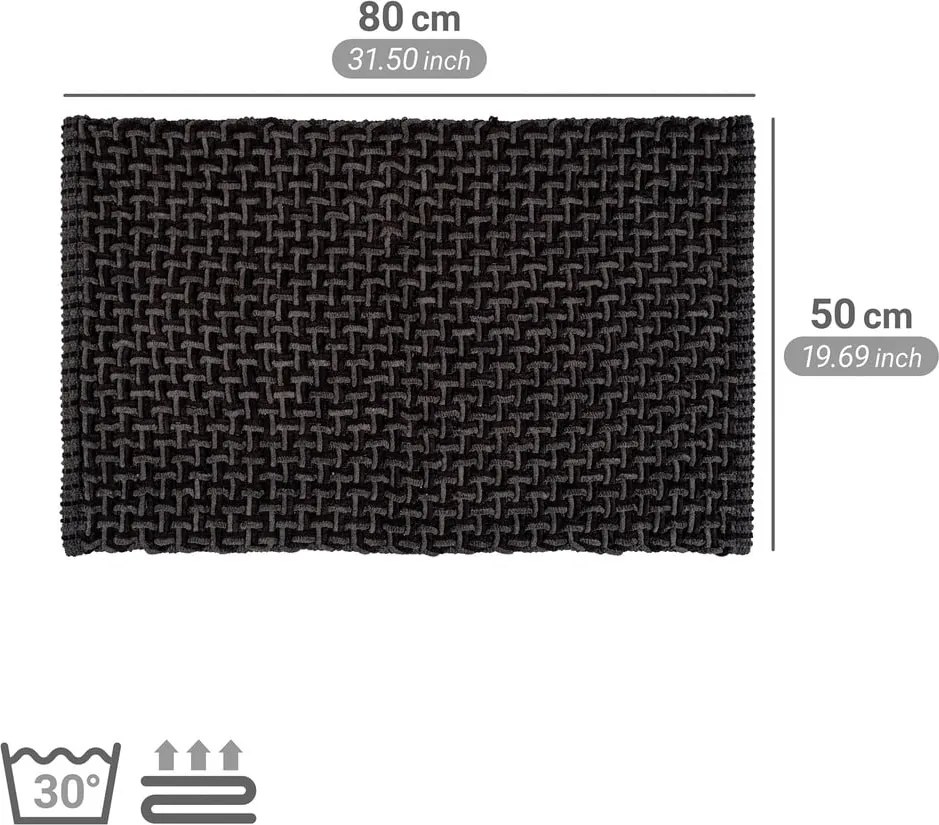 Tappetino per il bagno color antracite in tessuto 50x80 cm Ecoli – Wenko