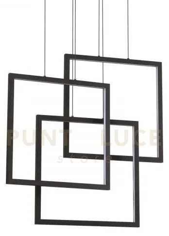 Frame lampadarioa  sospensione 3 quadrati led 3000k 80w  9150 lm nero