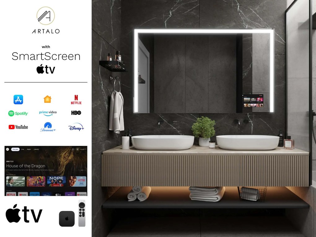 Specchio LED in cornice per bagno M2