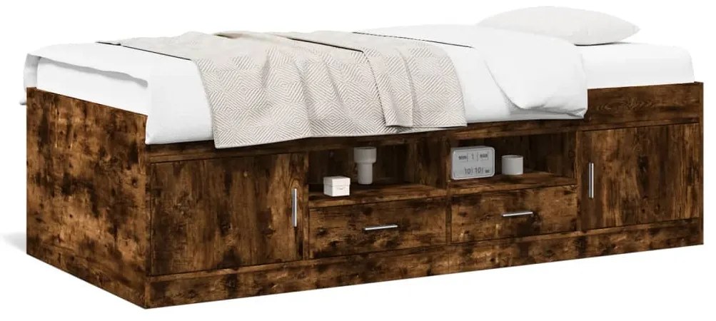 Divano letto con cassetti rovere fumo 90x190 cm multistrato