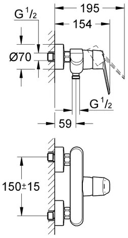 GROHE 33569002 - Miscelatore per doccia EURODISC COSMOPOLITAN DN 15 cromo lucido