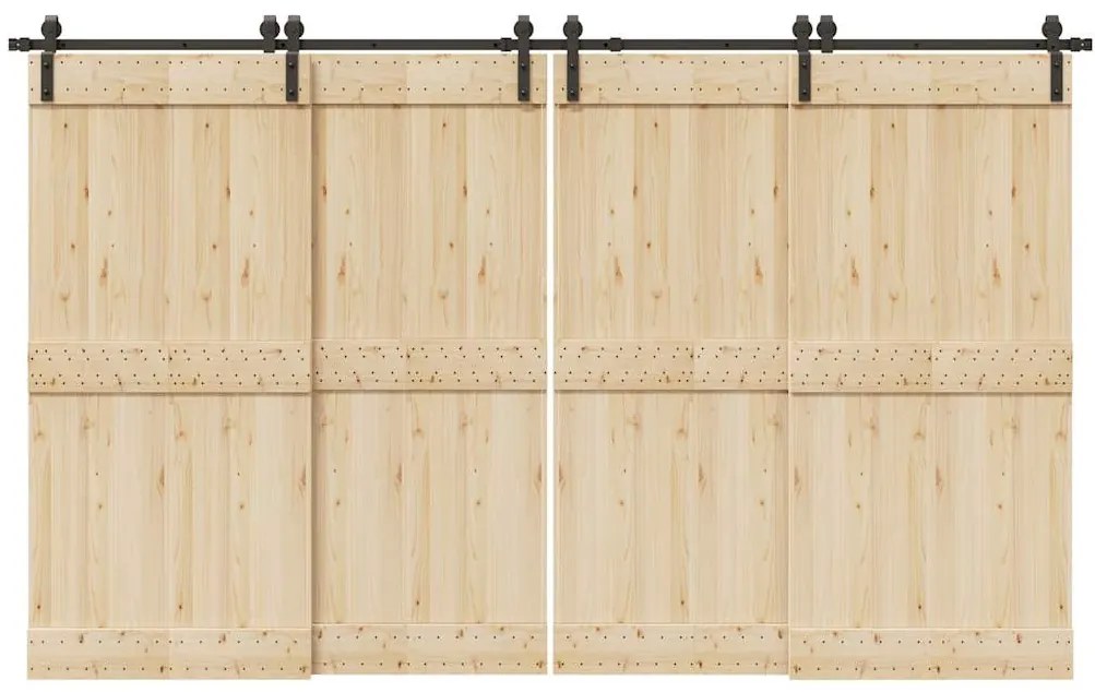 Kit Di Binari Per Porte Scorrevoli 366 Cm Acciaio Nero /