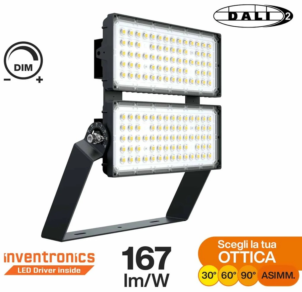 Faro Modulare LED 400W IP66 167lm/W Dimmerabile DALI - INVENTRONICS Colore Bianco Naturale 4.000K