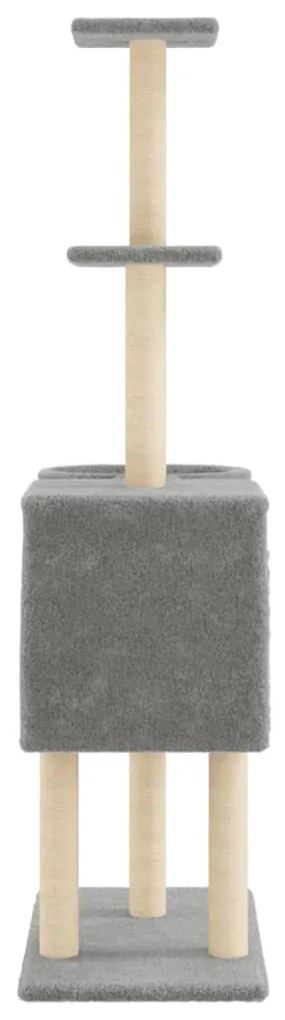 Albero per gatti con tiragraffi in sisal grigio chiaro 145 cm