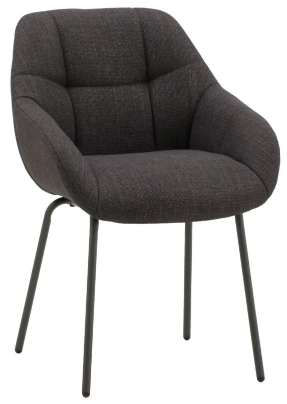 Set di poltroncine SMICHOV in tessuto grigio scuro e gambe in metallo nero, con braccioli